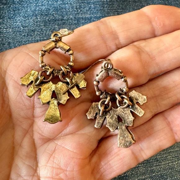 EUC Anthro (?) boho antiqued brass drop earrings - Picture 3 of 7